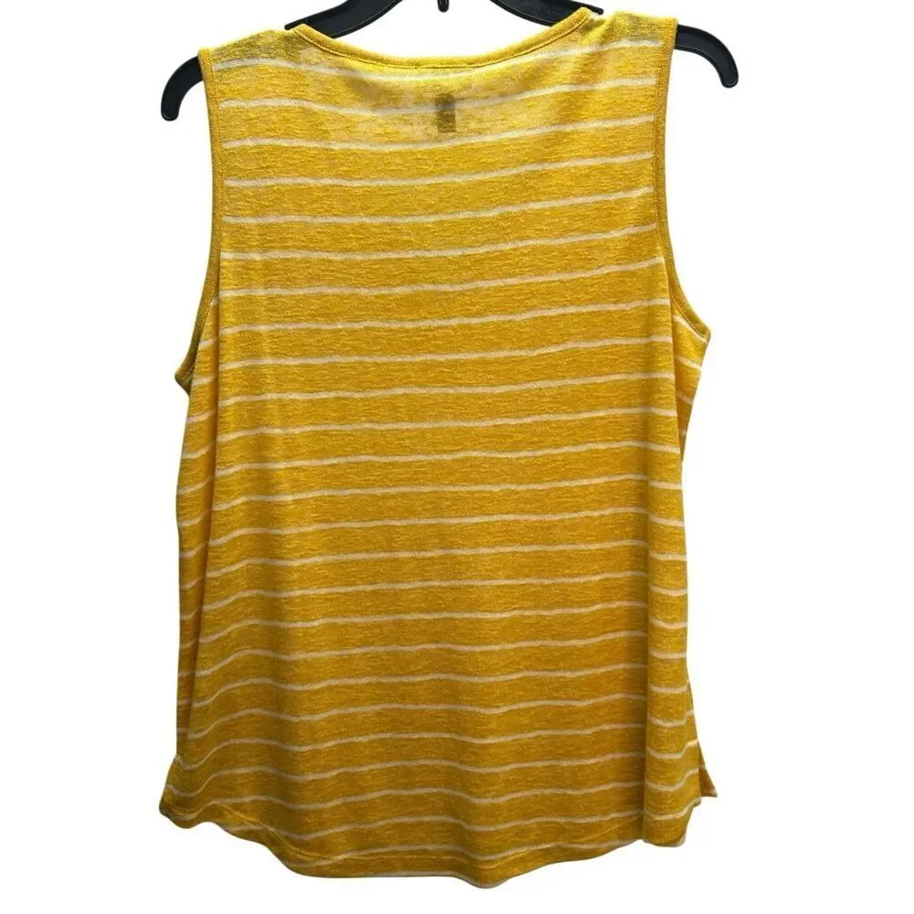 Jones New York Signature Yellow White Striped V-Neck Tank Top Womens Size L - Picture 4 of 7